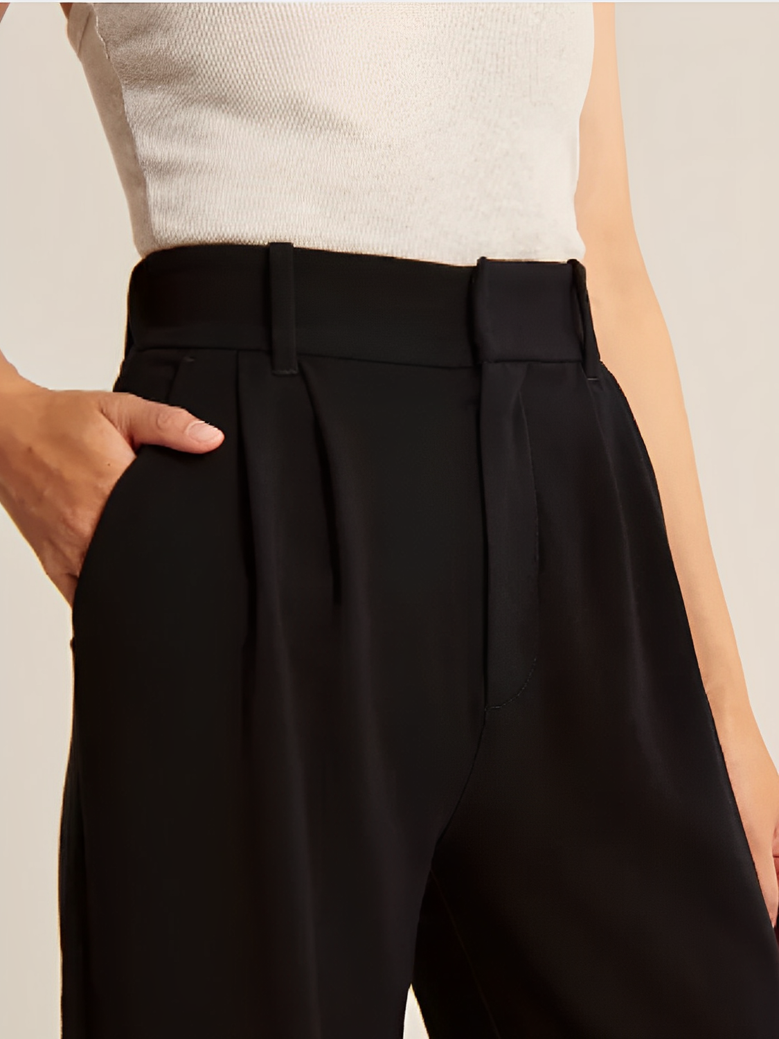 Calça Feminina de Alfaiataria Cintura Alta com Modelagem Wide Leg – Samira