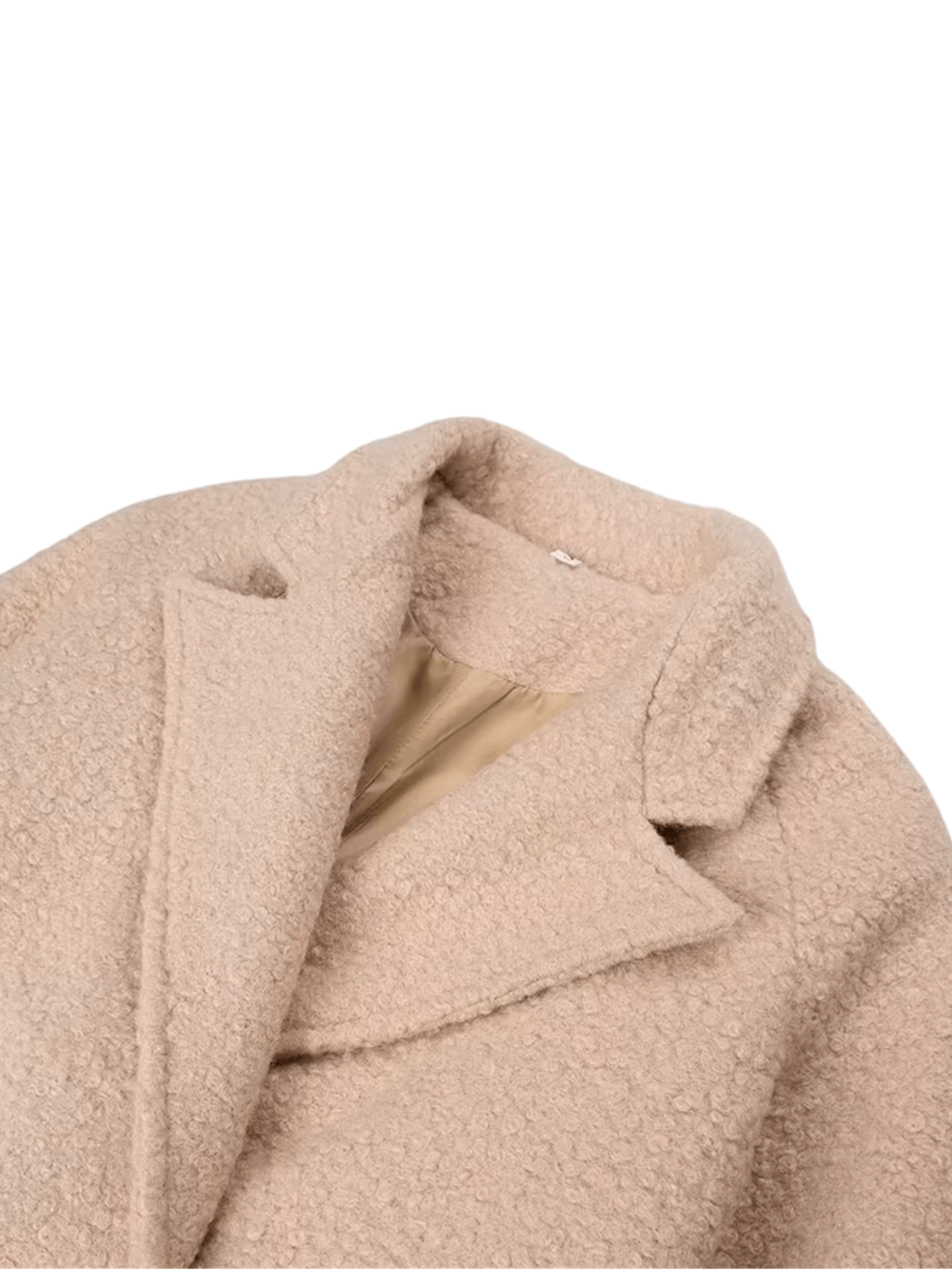 Sobretudo Feminino Longo Teddy em Lã com Cinto Faixa Removível e Fivelas nas Mangas – Jennie