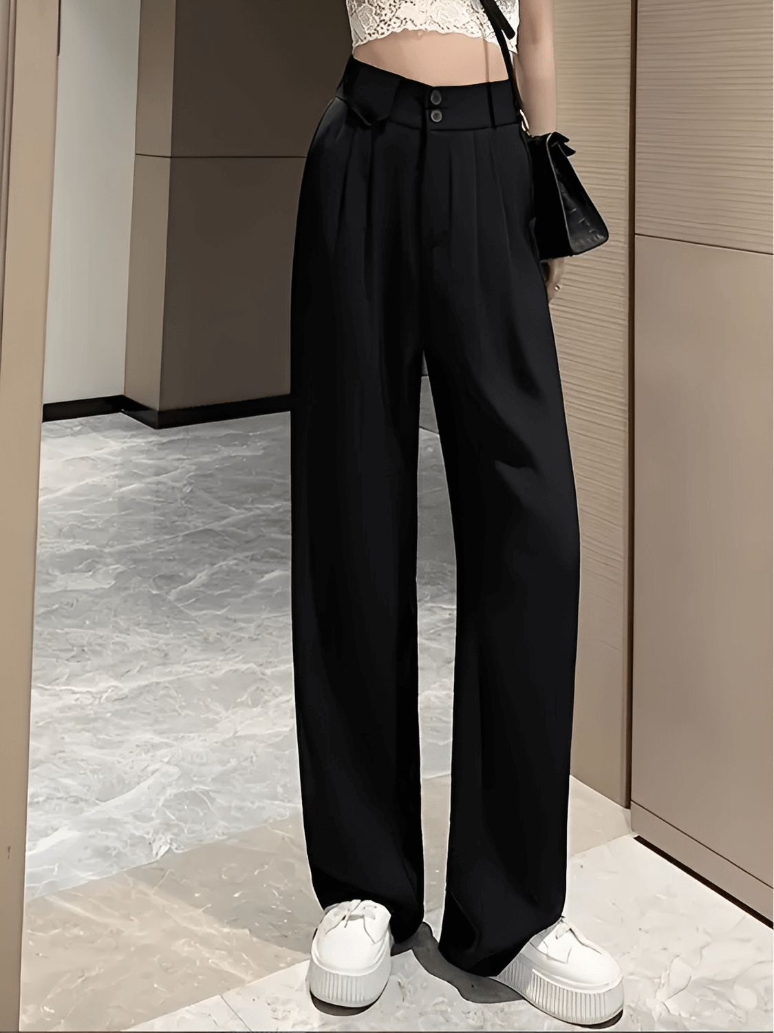 Calça Alfaiataria Wide Leg Cintura Alta com Lenço Removível – Amara