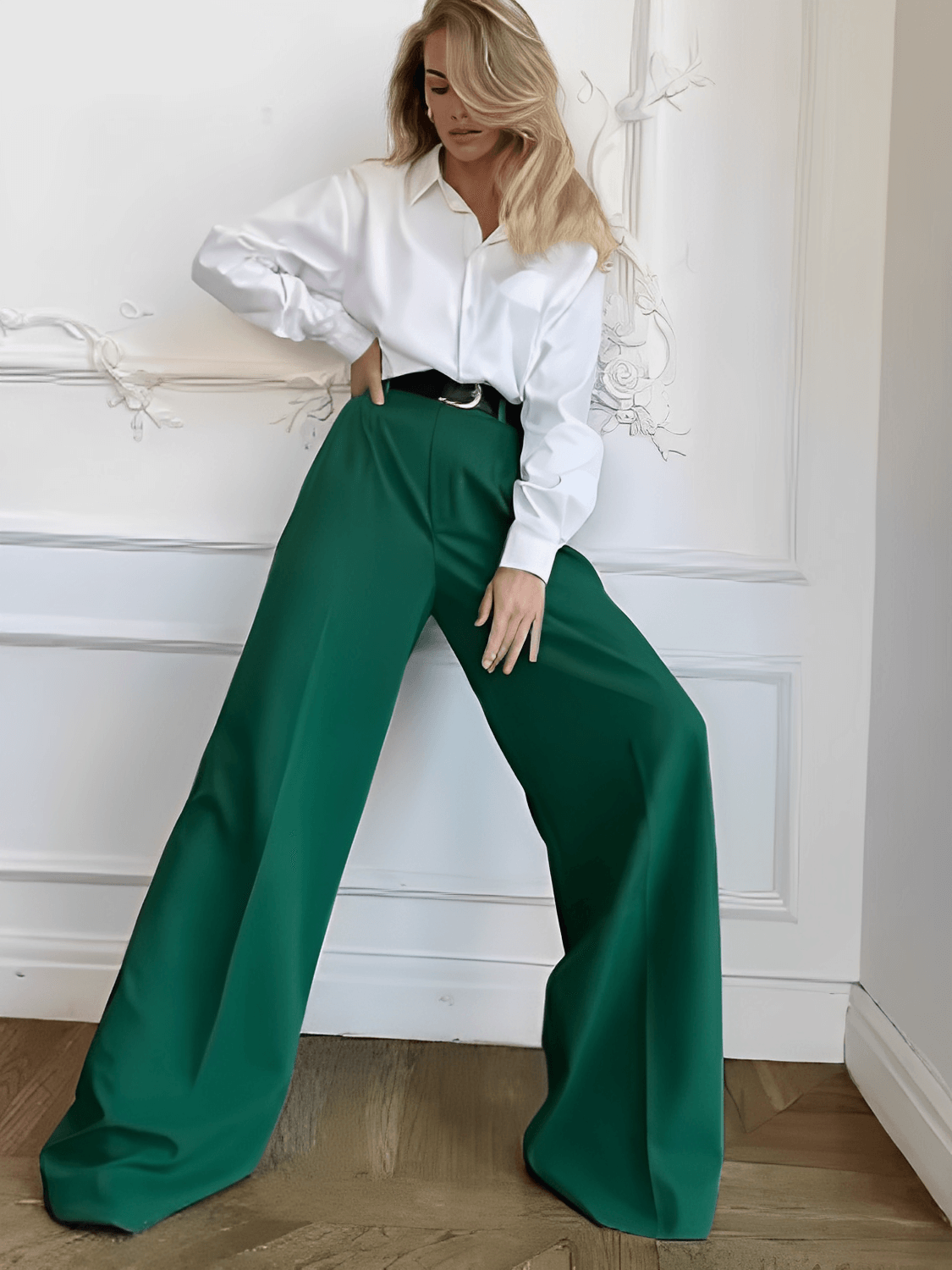 Calça Feminina Wide Leg em Alfaiataria com Cintura Alta e Bolsos – Madison