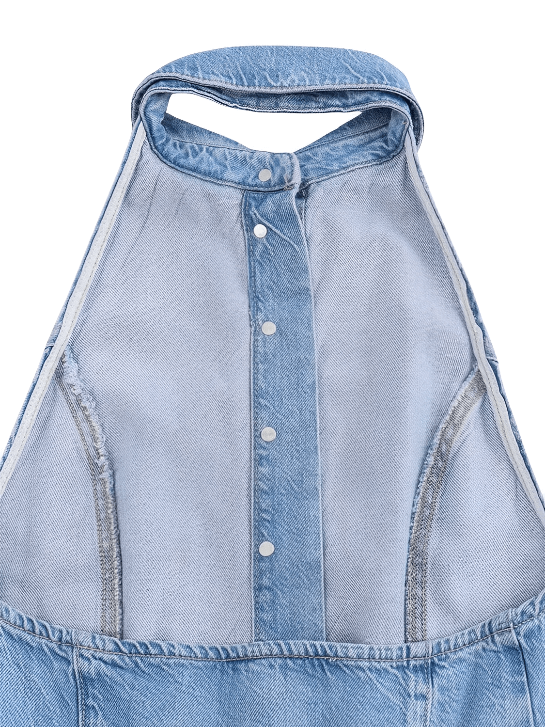 Macacão Feminino Jeans com Decote Nadador e Abertura Frontal em Botões Modelagem Wide Leg - Jordana