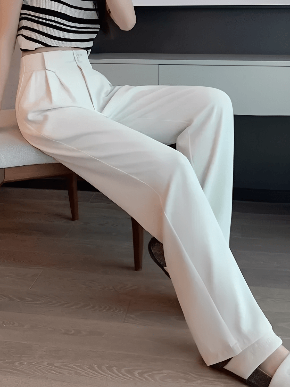 Calça Alfaiataria Wide Leg Cintura Alta com Lenço Removível – Amara