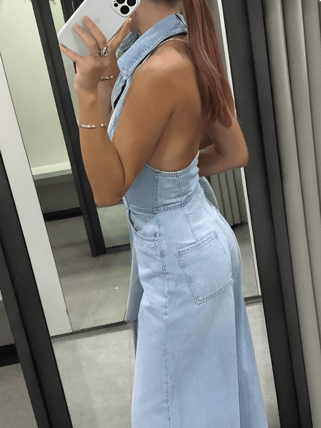 Macacão Feminino Jeans com Decote Nadador e Abertura Frontal em Botões Modelagem Wide Leg - Jordana
