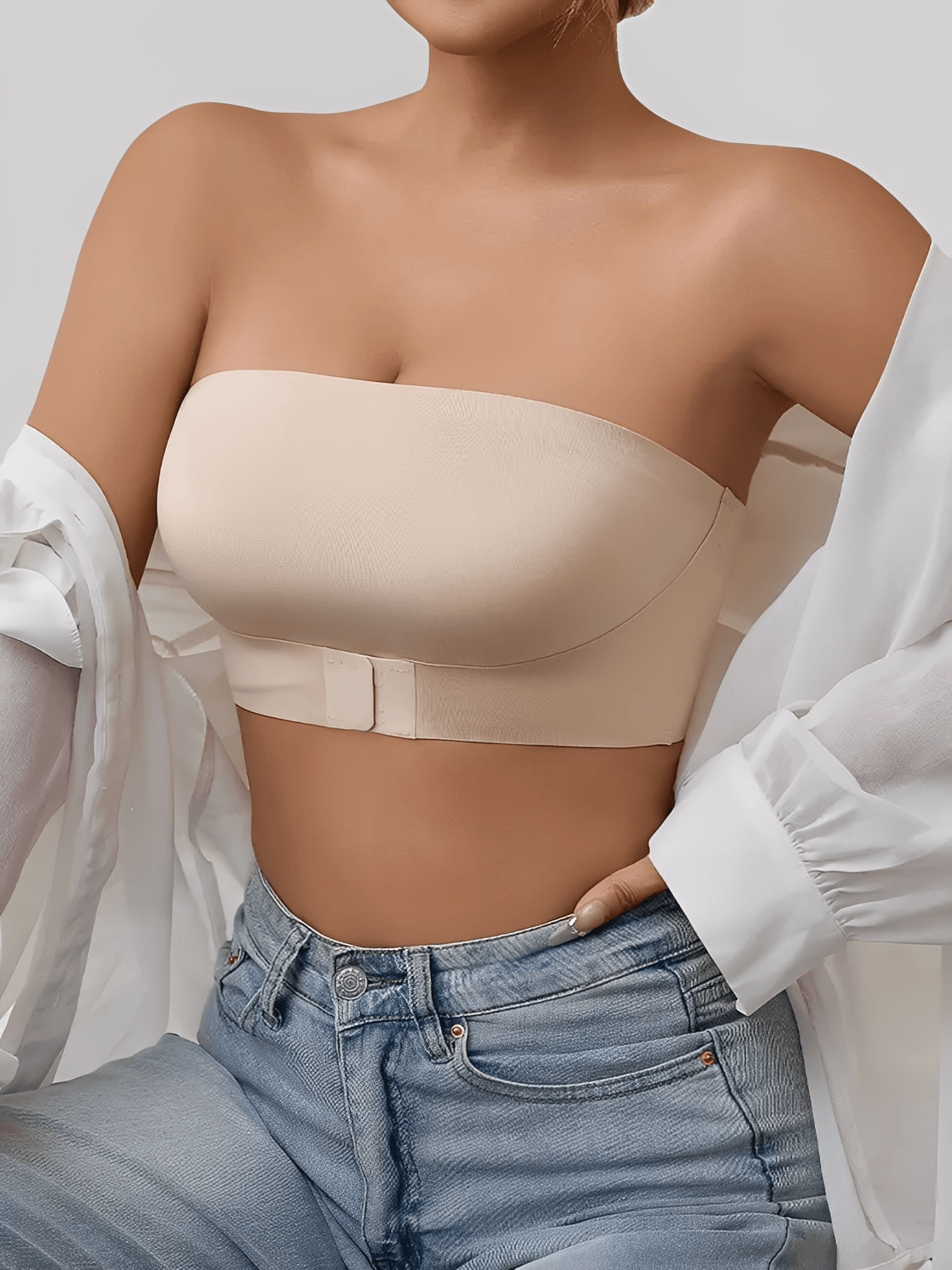 Sutiã Feminino Tomara Que Caia Sem Costura com Fecho Frontal e Sem Bojo – Marion