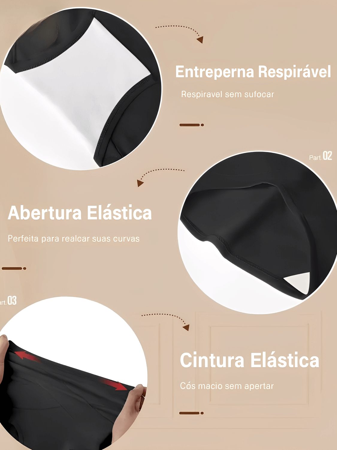 Kit 3 Calcinhas Modeladoras Cintura Alta em Algodão - Adalia