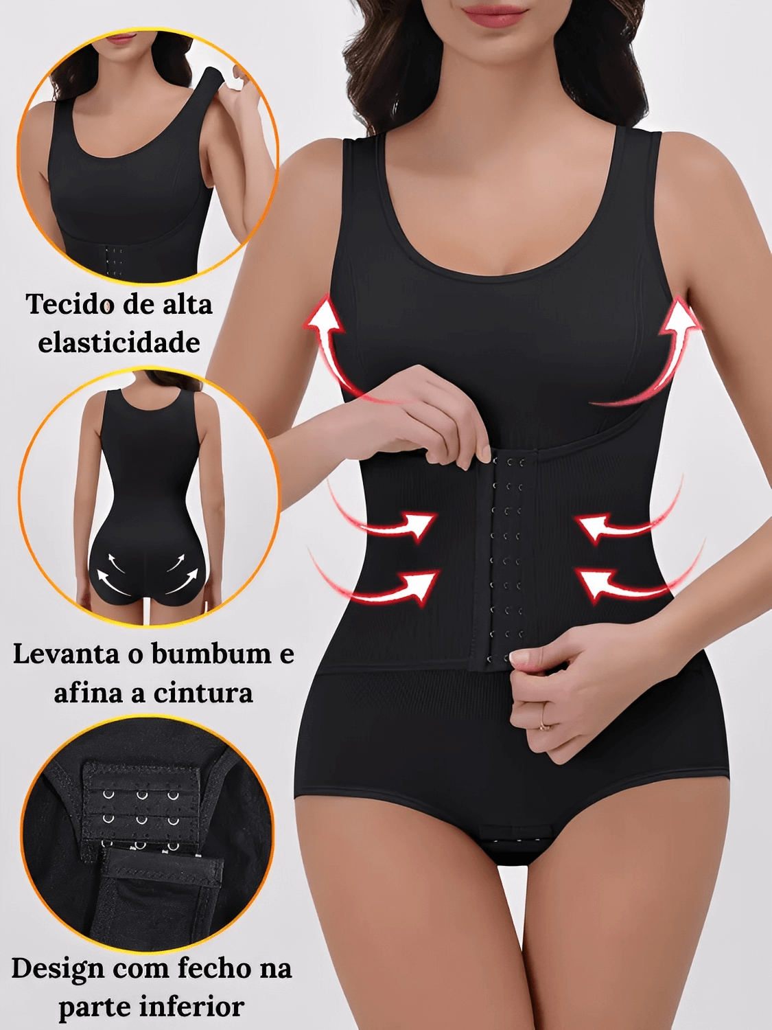 Body Modelador Feminino Levanta Bumbum de Alta Compressão – Madalena