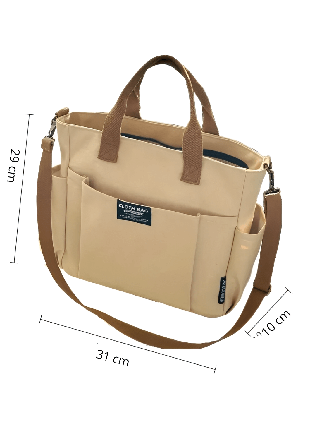 Bolsa Feminina Grande em Lona com Alça Ajustável Removível Bolsos e Compartimento Interno - Rania
