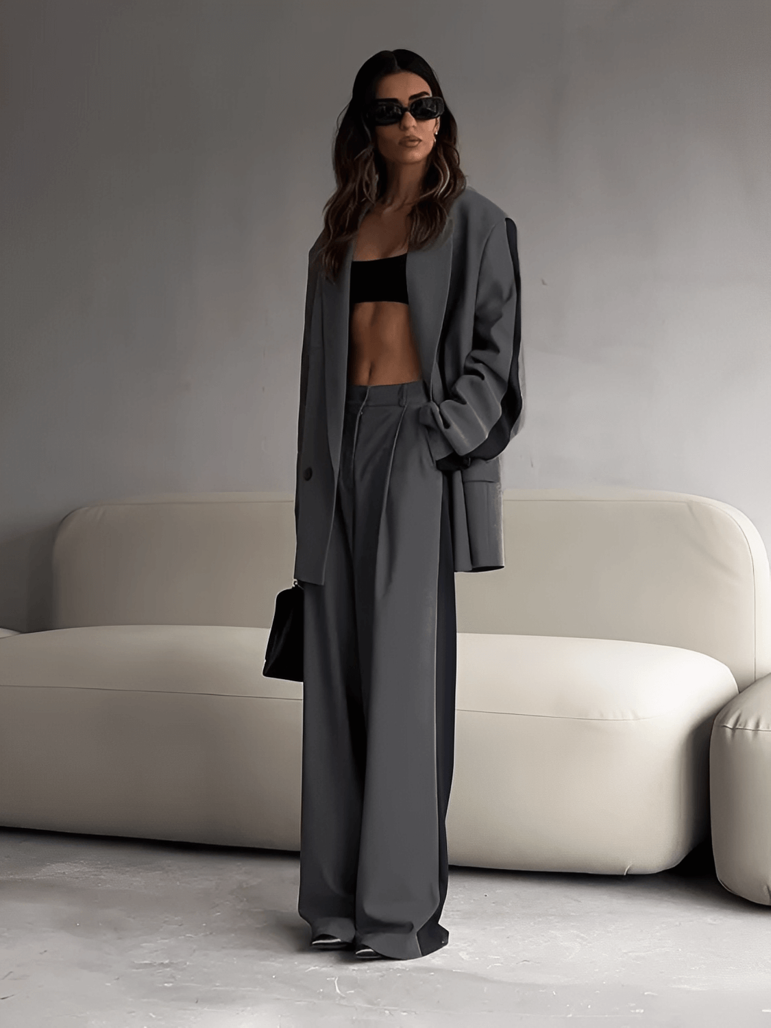 Conjunto de Alfaiataria com Blazer Oversized e Calça Pantalona – Damares