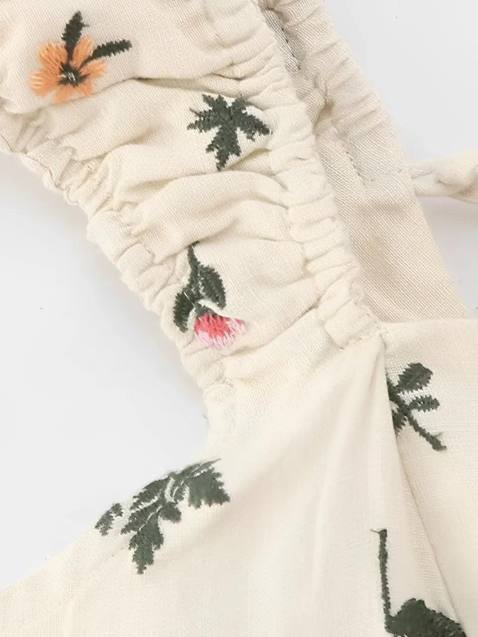 Vestido Midi de Linho com Estampa Floral e Amarração nas Costas - Malu