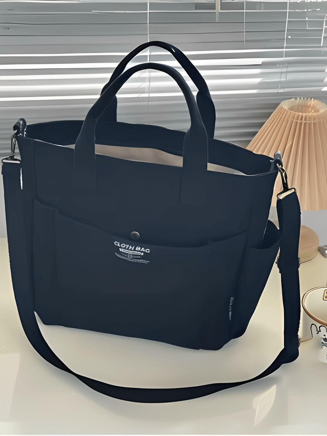 Bolsa Feminina Grande em Lona com Alça Ajustável Removível Bolsos e Compartimento Interno - Rania