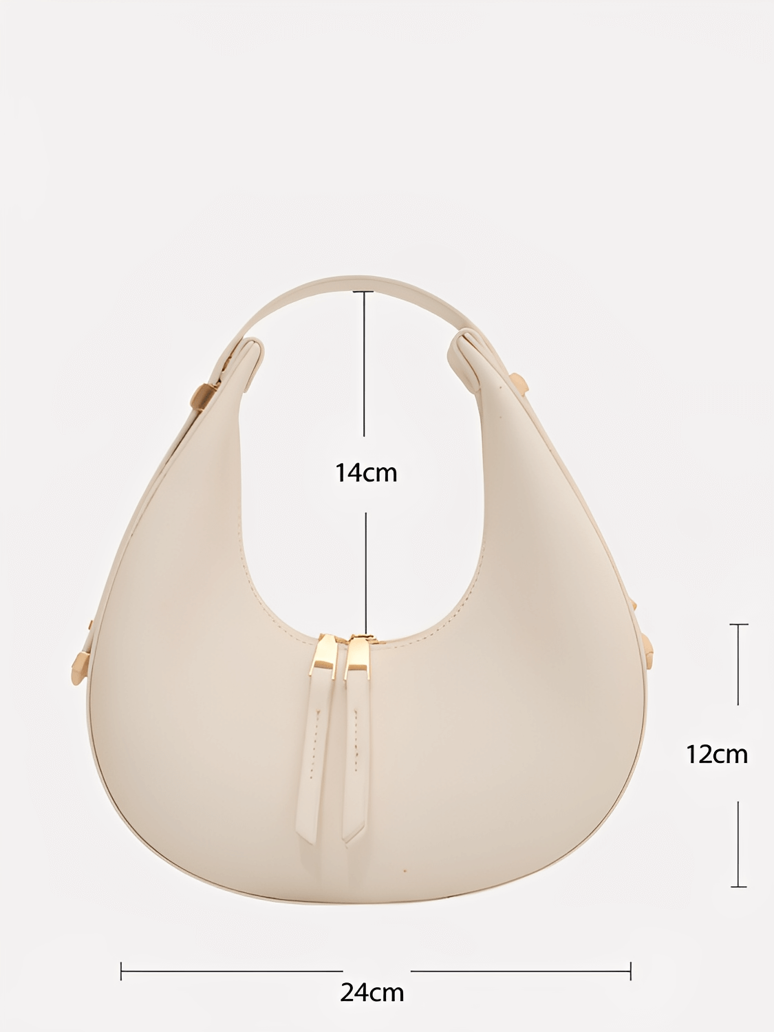 Bolsa Feminina de Ombro Meia Lua em Couro PU e com Alça Regulável - Rosella