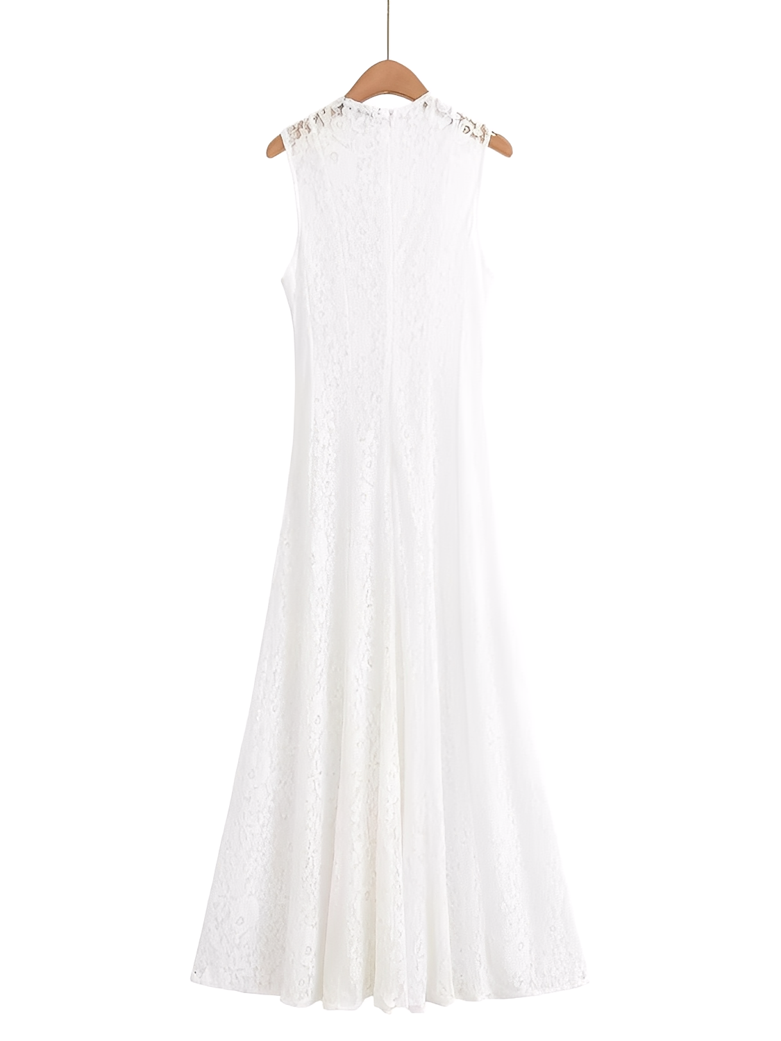 Vestido Feminino Midi em Renda Texturizada com Flores Acinturado e Acabamento Delicado – Carlota
