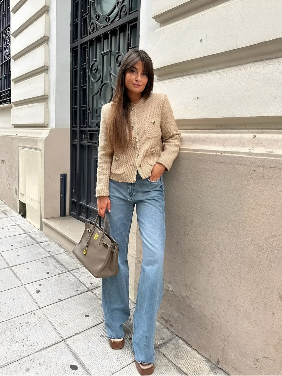 Jaqueta Feminina Tweed Texturizada com Botões e Bolsos - Giorgia