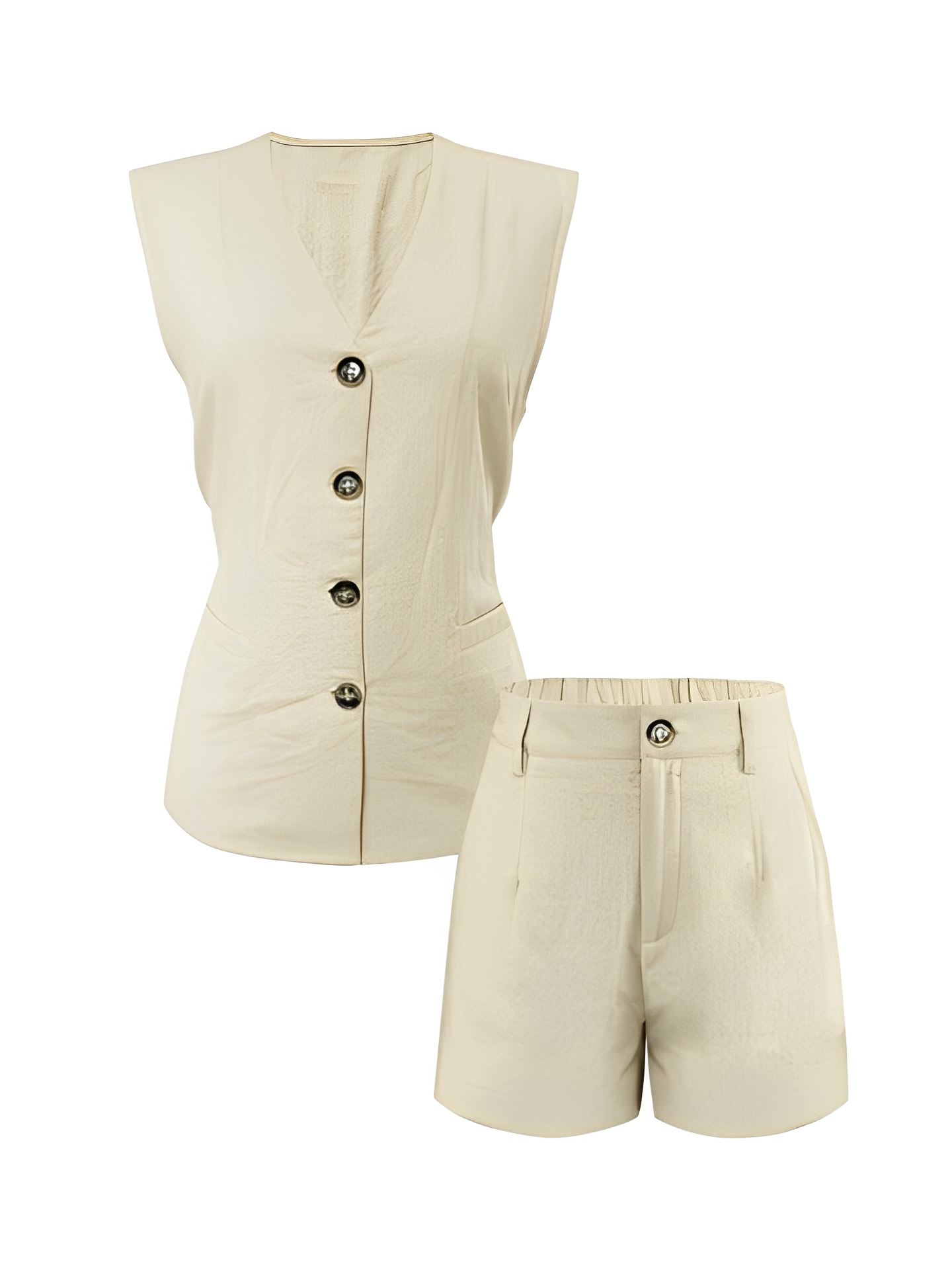 Conjunto de Linho Colete com Amarração e Bermuda Cós Elástico - Eleanor