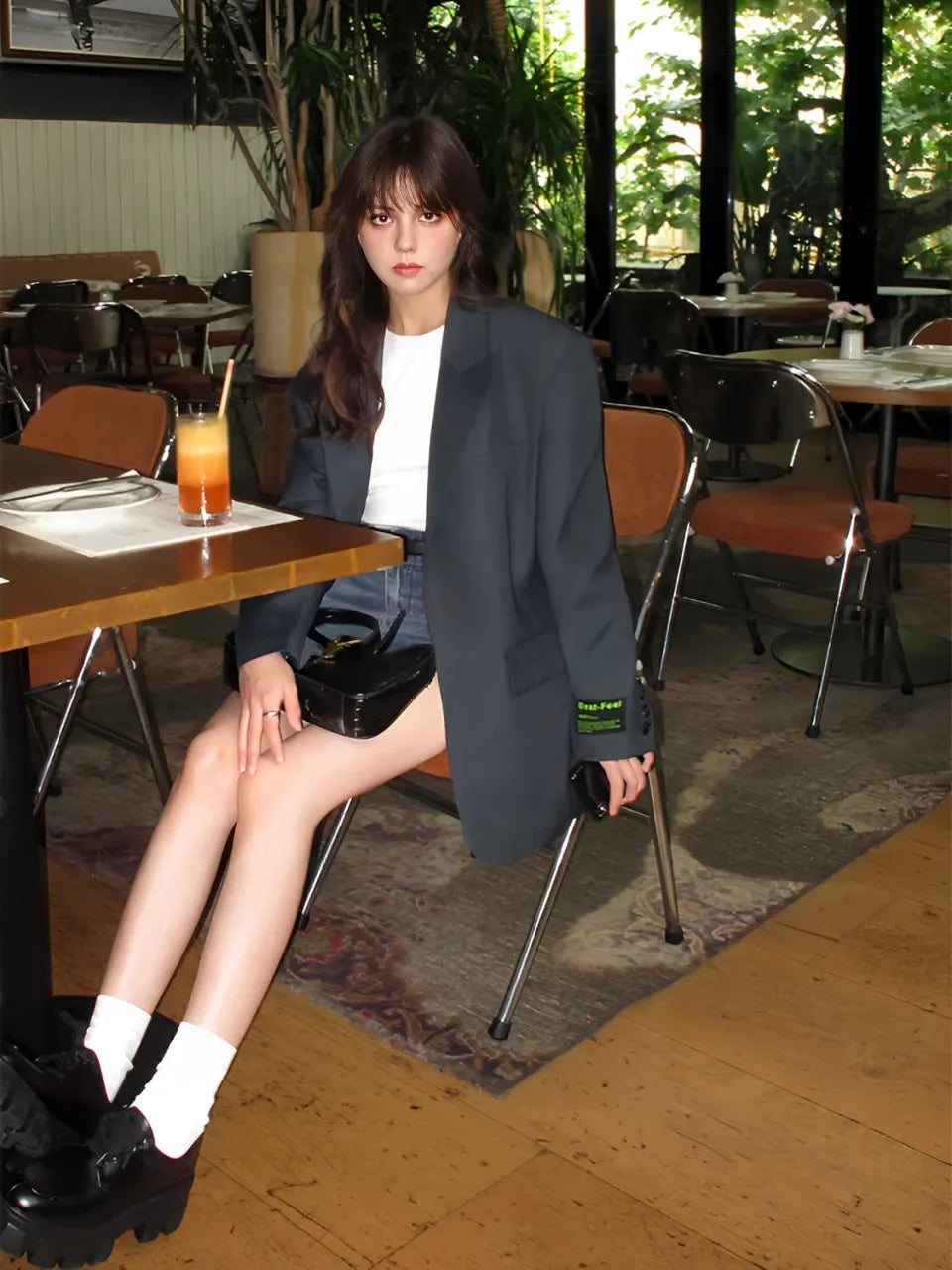 Blazer Oversized com Colarinho Entalhado e Bolsos - Aline