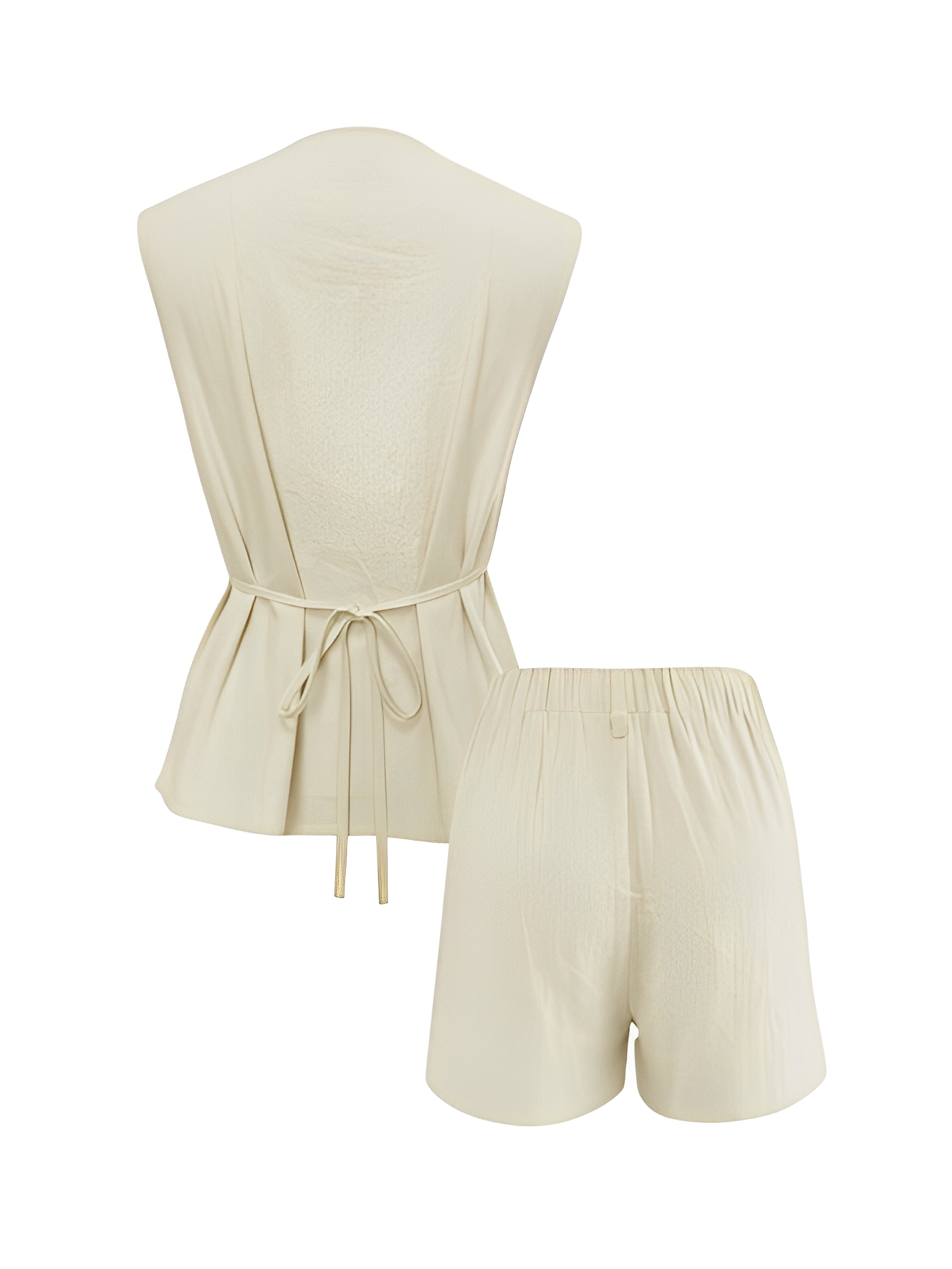 Conjunto de Linho Colete com Amarração e Bermuda Cós Elástico - Eleanor