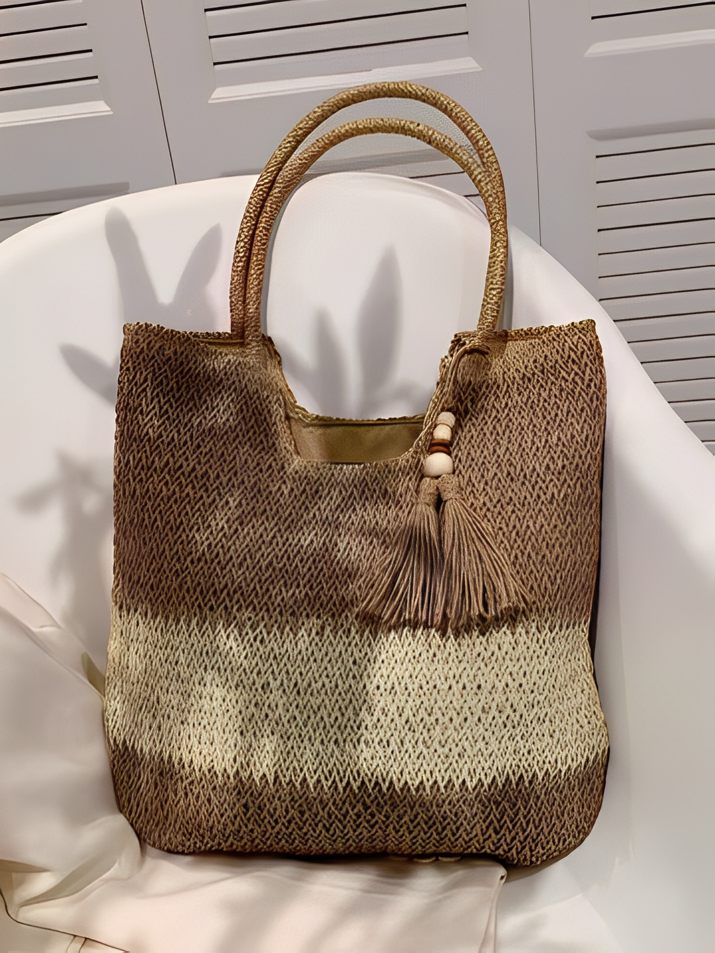 Bolsa Tote de Palha com Alça de Ombro Trançada para Praia - Manu
