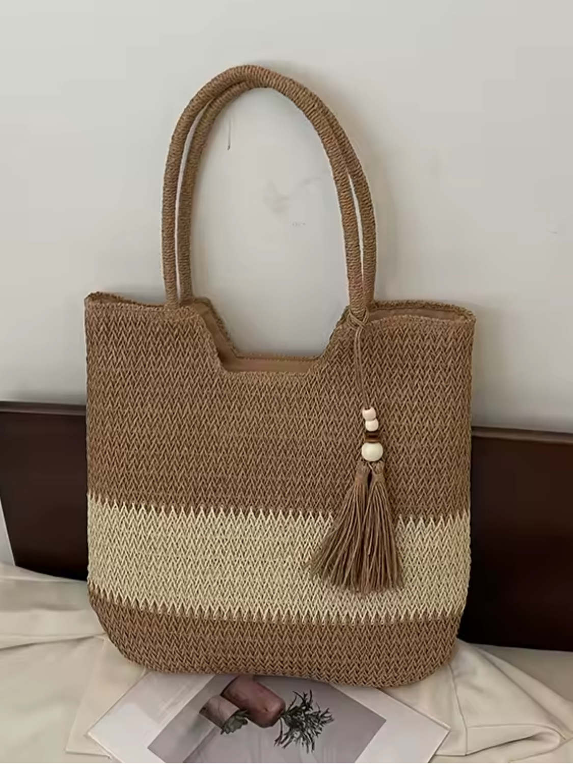 Bolsa Tote de Palha com Alça de Ombro Trançada para Praia - Manu