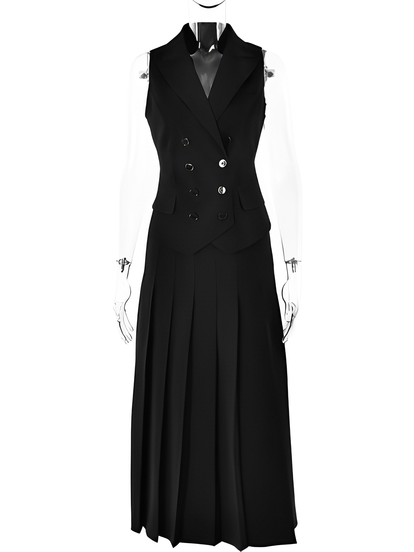 Conjunto Feminino de Alfaiataria com Colete Clássico e Saia Midi Plissada - Lizandra