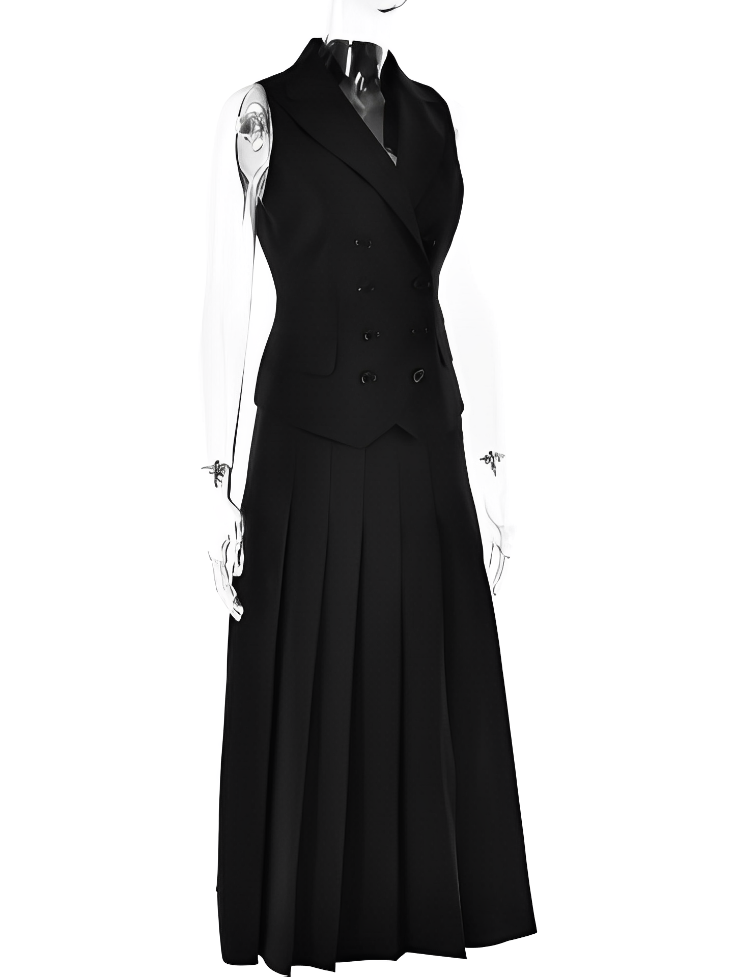 Conjunto Feminino de Alfaiataria com Colete Clássico e Saia Midi Plissada - Lizandra