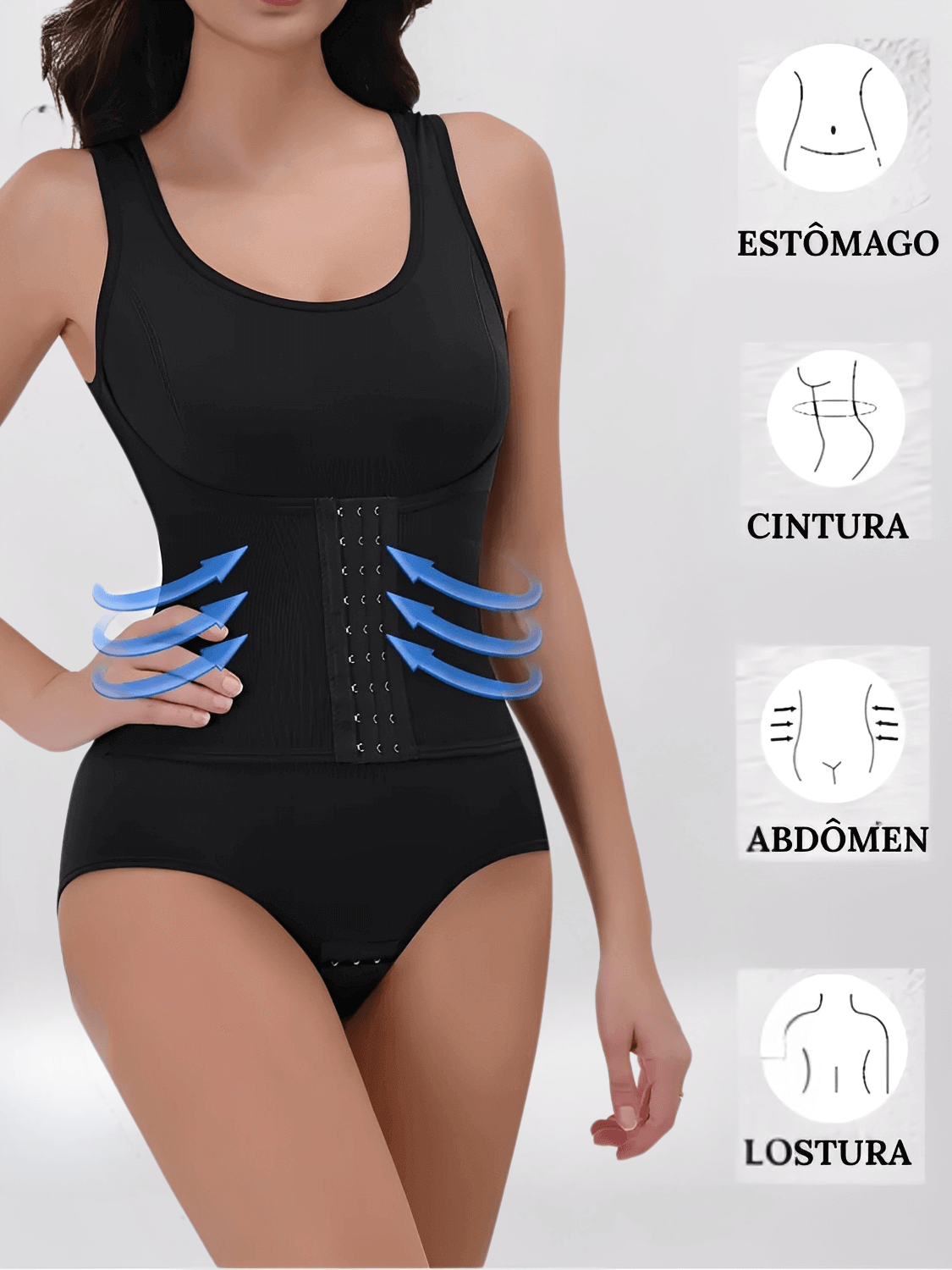 Body Feminino de Alta Compressão com Cinta Modeladora e Design Levanta Bumbum – Madalena