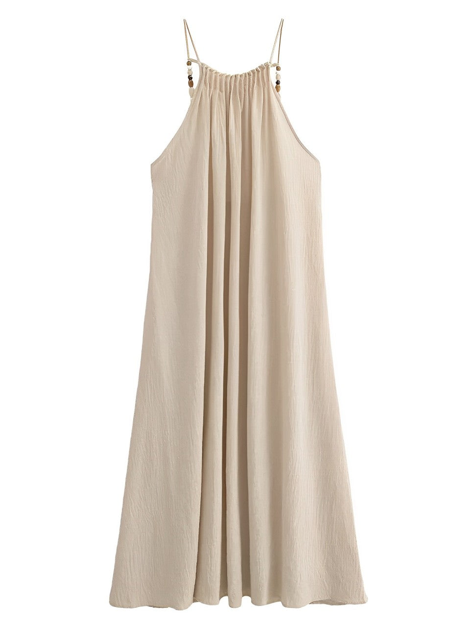 Vestido Feminino Longo em Linho com Pedrarias e Amarração nas Costas - Athena