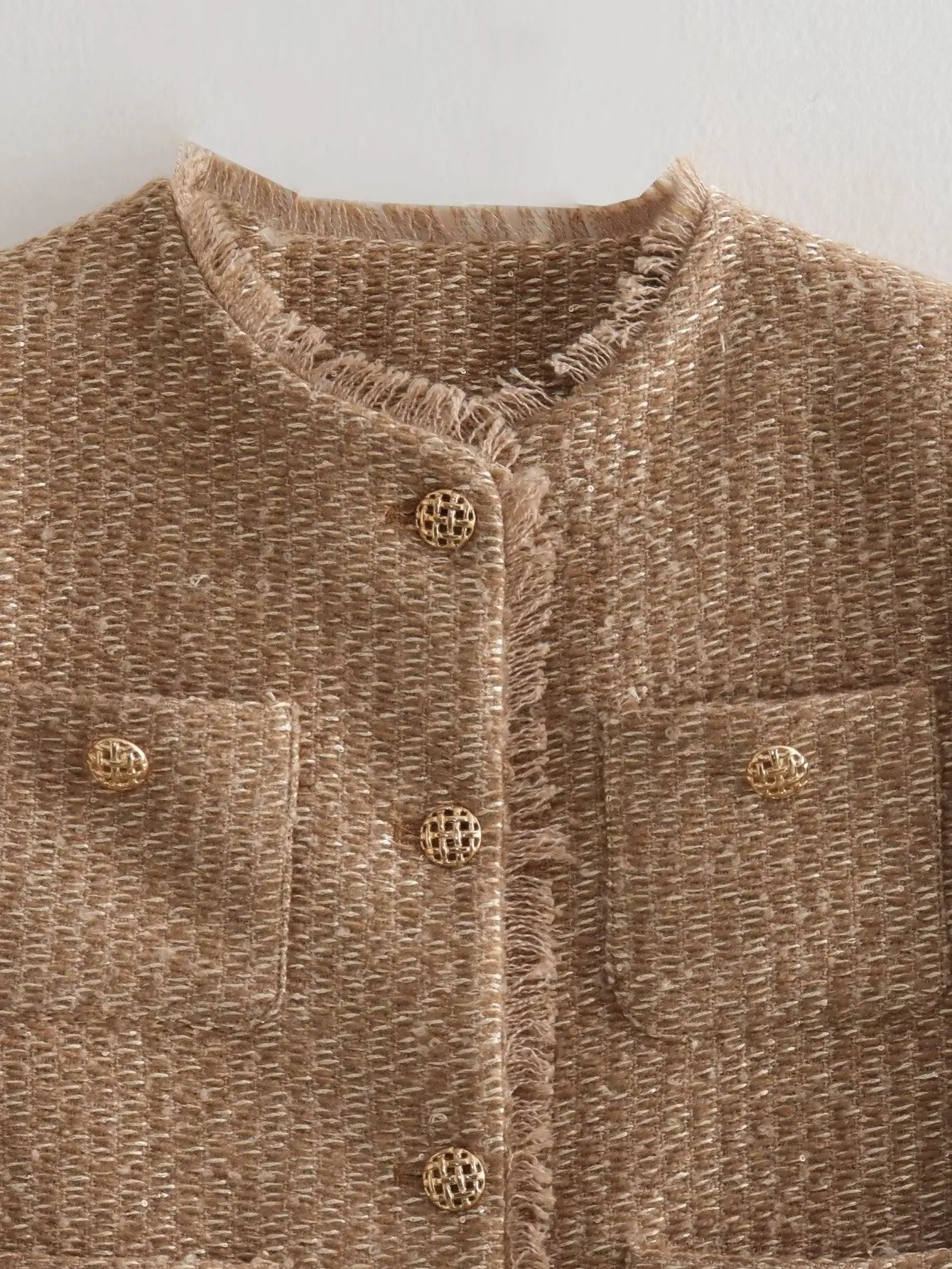 Jaqueta Feminina Tweed Texturizada com Botões e Bolsos - Giorgia