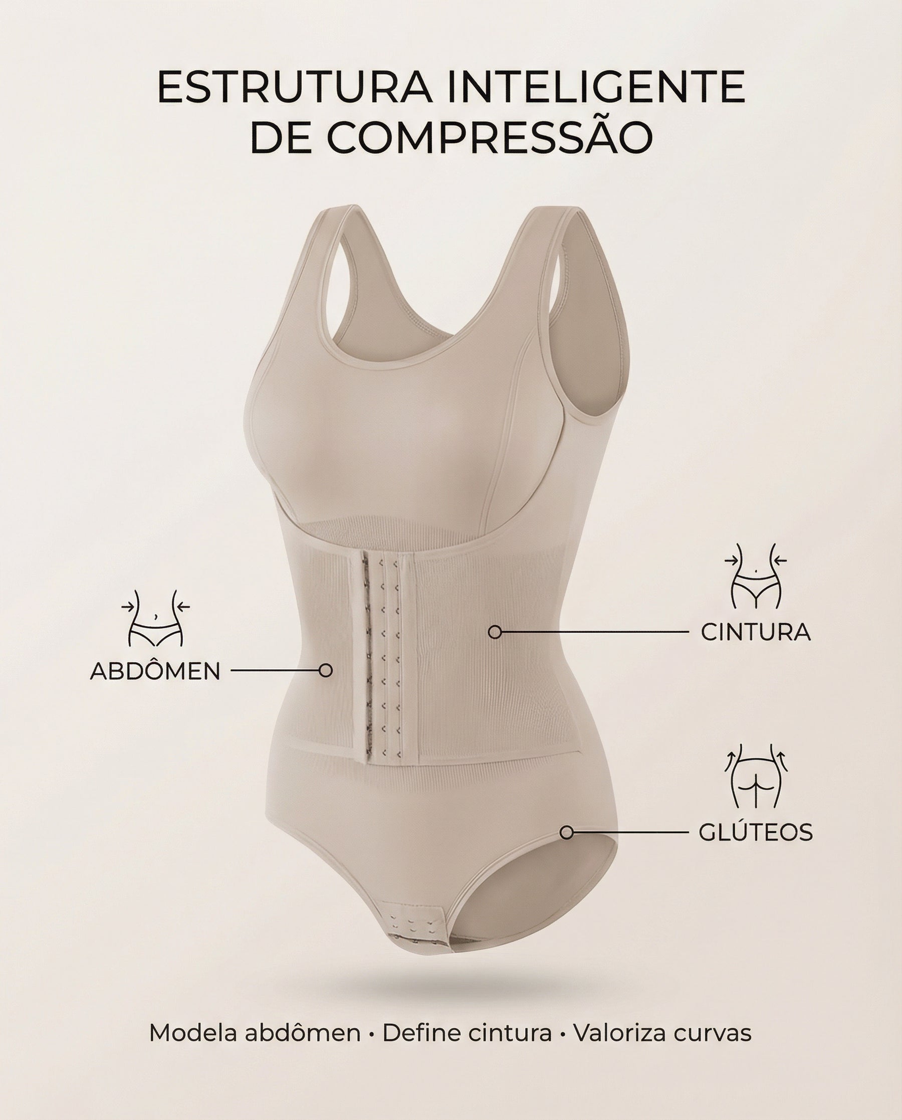 Body Modelador Feminino Levanta Bumbum de Alta Compressão – Madalena