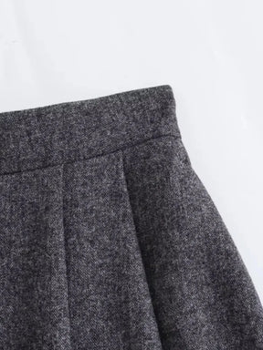 Conjunto de Blazer com Colarinho e Saia Midi em Lã Batida - Anastacia