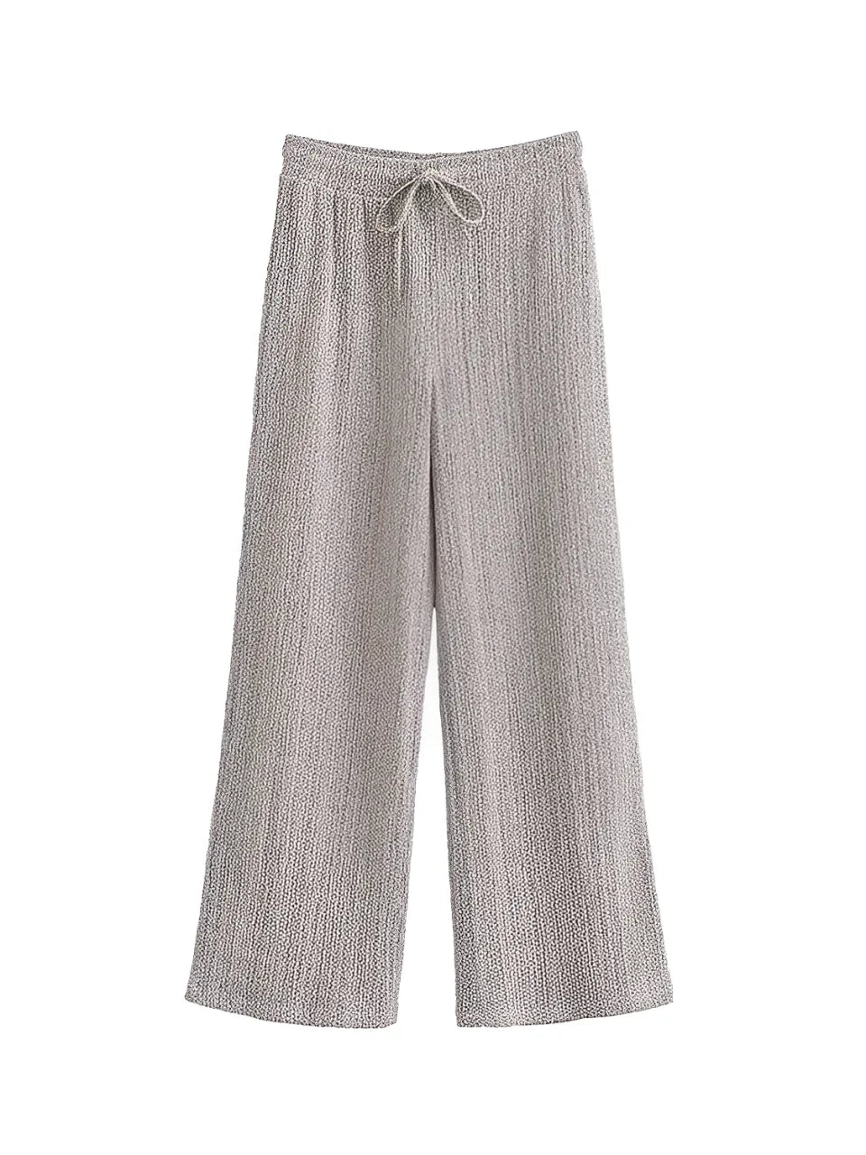 Conjunto Feminino Texturizado Blusa Ombro Caído e Calça Pantalona - Wendy