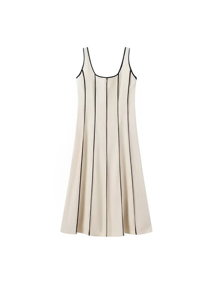 Vestido Feminino Midi com Decote Canoa e Listras em Relevo - Ariadne