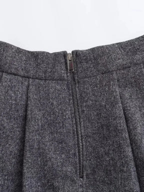 Conjunto de Blazer com Colarinho e Saia Midi em Lã Batida - Anastacia