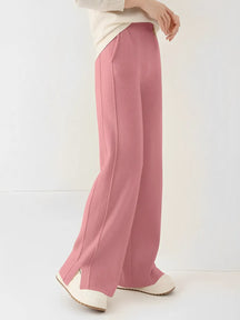 Calça Pantalona Feminina de Lã com Bolsos e Abertura na Barra – Vivian [FRETE FULL]