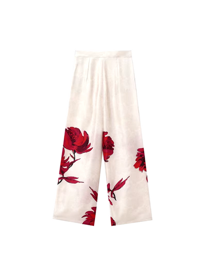 Conjunto Feminino Floral de Alfaiataria com Blazer de Botão e Calça Flare - Lia