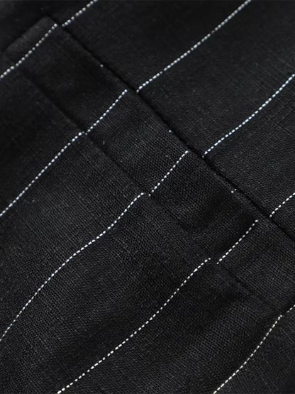 Conjunto Feminino Risca de Giz Colete com Botões e Amarração nas Costas e Saia Curta - Dara