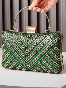 Bolsa Feminina Clutch Com Cristais e Alças Removíveis para Festa – Nayra
