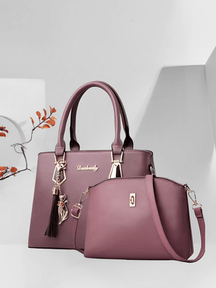 Conjunto de 2 Bolsas Femininas em Couro PU com Alça Transversal – Amber