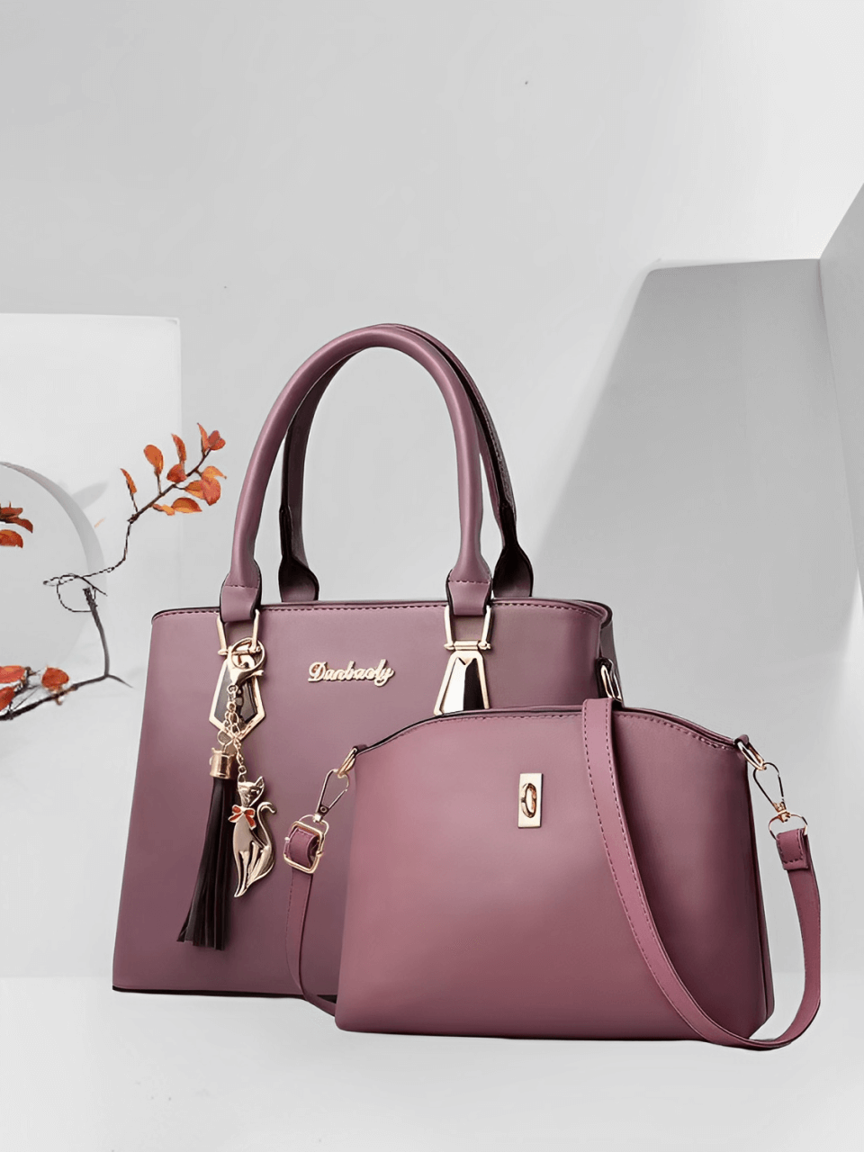 Conjunto de 2 Bolsas Femininas em Couro PU com Alça Transversal – Amber