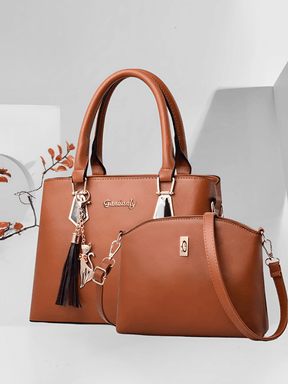 Conjunto de 2 Bolsas Femininas em Couro PU com Alça Transversal – Amber