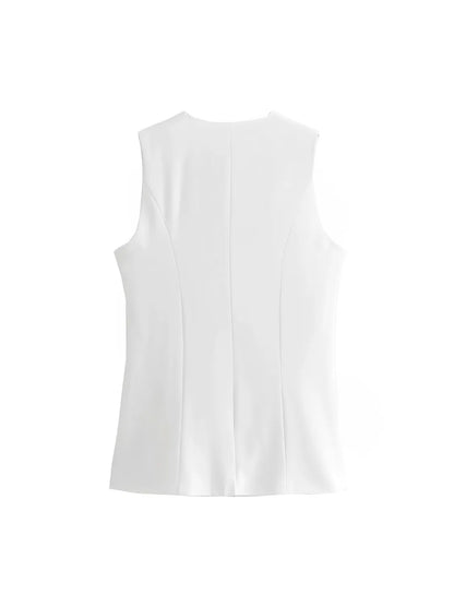 Conjunto Feminino Alfaiataria Blusa com Abotoamento Frontal e Shorts Cintura Alta - Ava