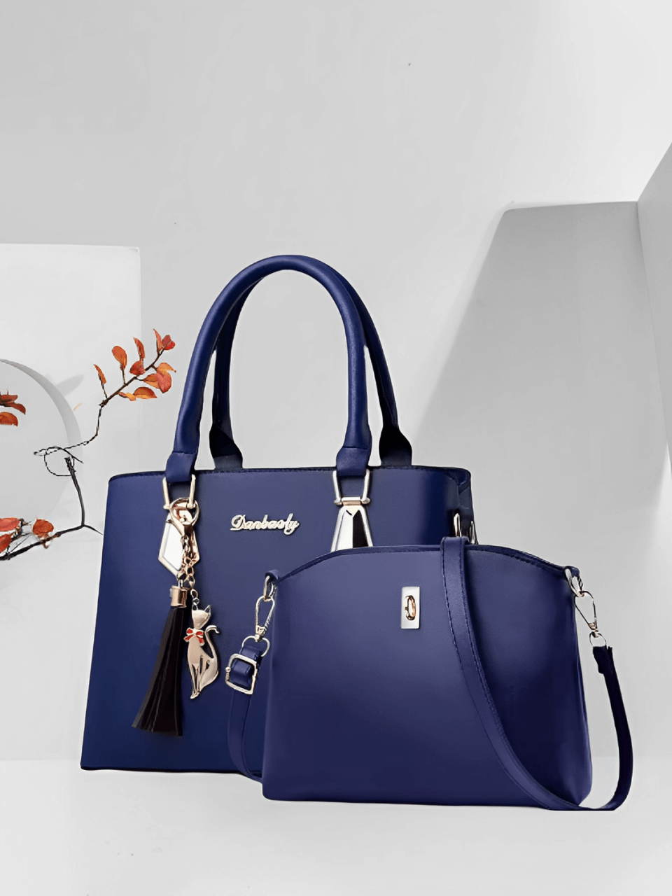 Conjunto de 2 Bolsas Femininas em Couro PU com Alça Transversal – Amber
