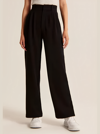 Calça Feminina de Alfaiataria com Cintura Alta e Modelagem Wide Leg – Samira