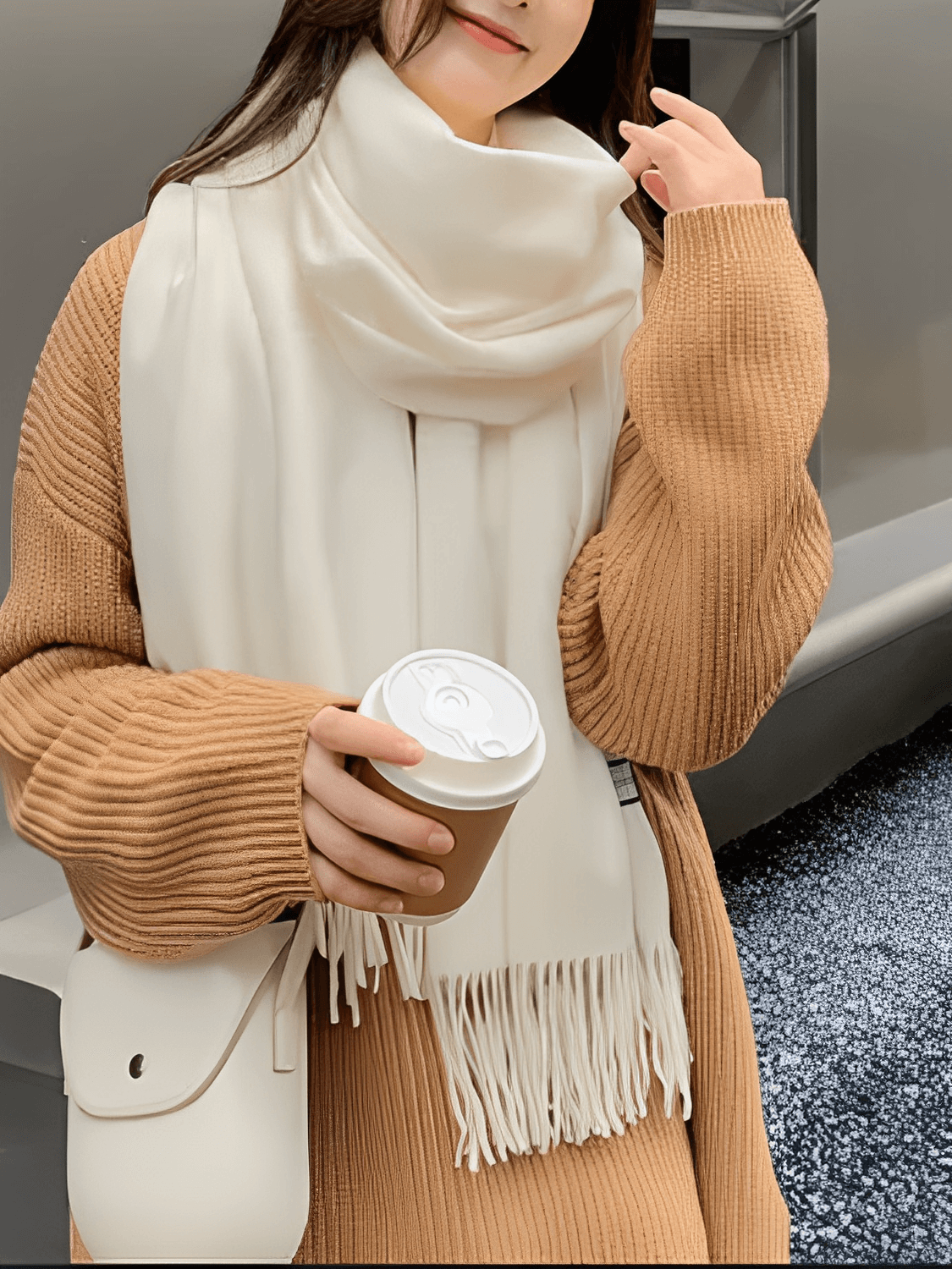 Cachecol Feminino Grande em Caxemira com Franjas – Ana