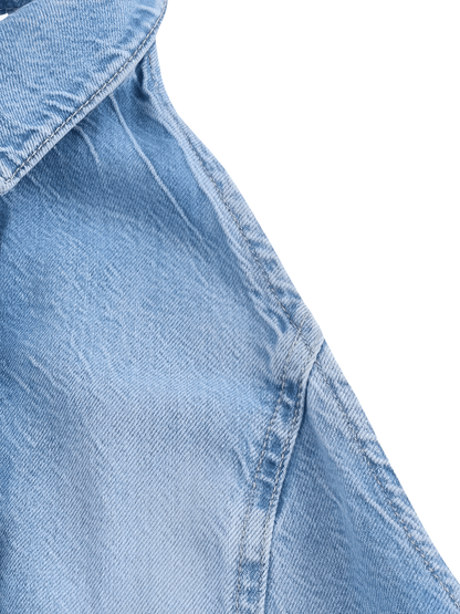 Macacão Feminino Jeans com Decote Nadador e Abertura Frontal em Botões Modelagem Wide Leg  - Jordana
