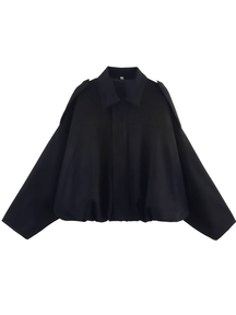 Jaqueta Bomber Oversized em Camurça com Recortes – Ione [FRETE FULL]