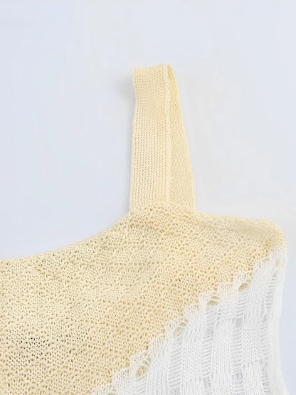 Vestido Feminino Longo de Tricô Vazado com Alças Finas - Helena