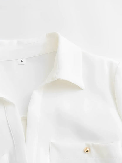Vestido Feminino Chemise Decote em V com Abertura Frontal em Botões - Alexandra