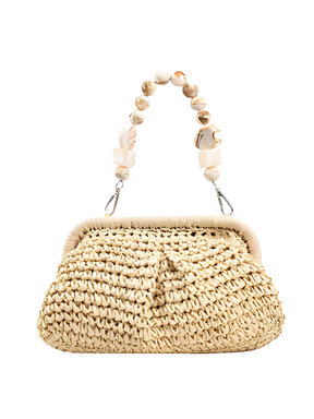 Bolsa Feminina Clutch em Palha com Alça de Pedrarias - Laila [FRETE FULL]