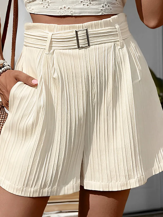 Short Feminino Plissado Cintura Alta com Cinto - Karine