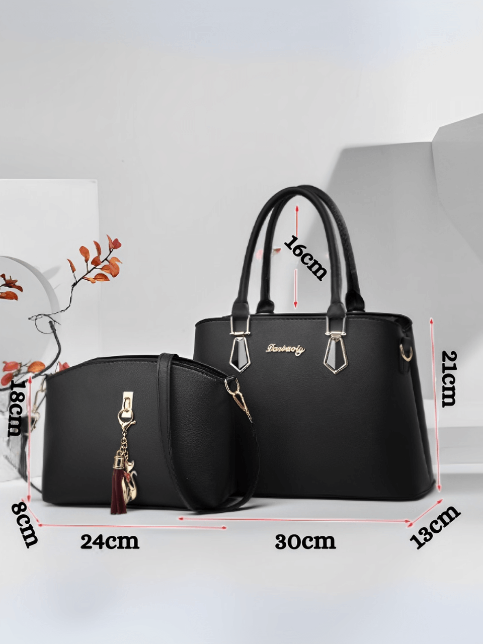 Conjunto de 2 Bolsas Femininas em Couro PU com Alça Transversal – Amber